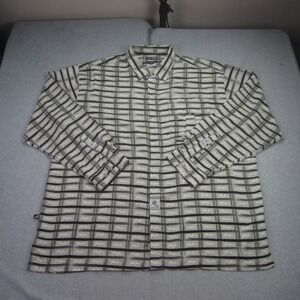 Phat Farm Shirt Mens XXXL Gray Plaid AOP Logo Button Up Long Sleeve Korea